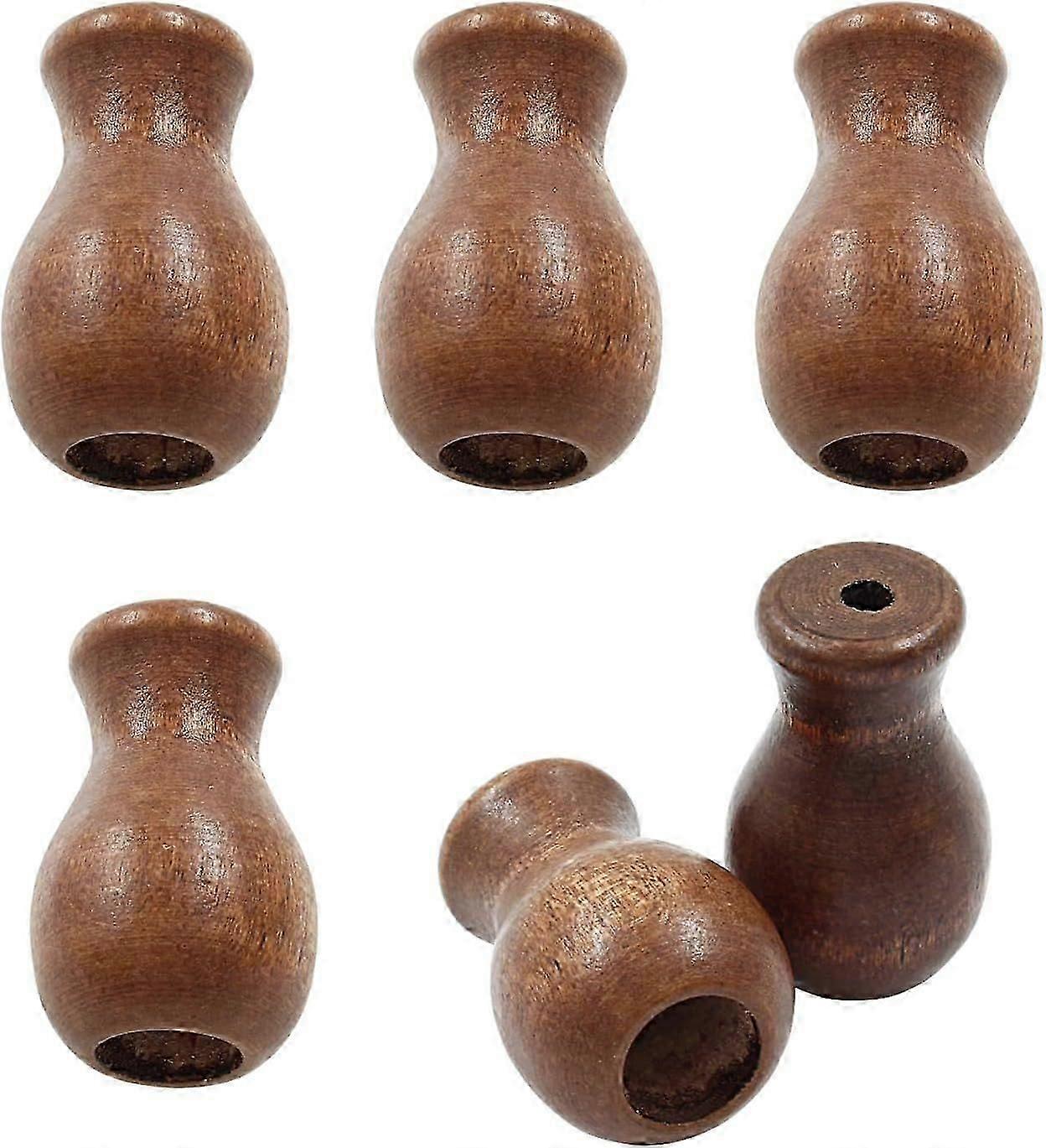 2025 Latest Model 6Pcs Wood Pull Cord Tassels, Brown Wooden Window Blind Cord Knobs Drops Pull End Hanging