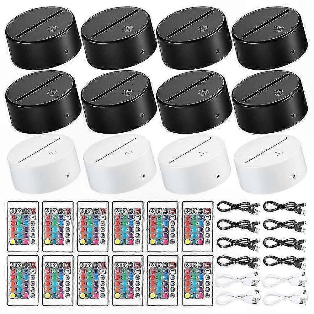 12-Pack 3D Night Light LED Base with 16 Colors and Remote for Acrylic Art Displays
