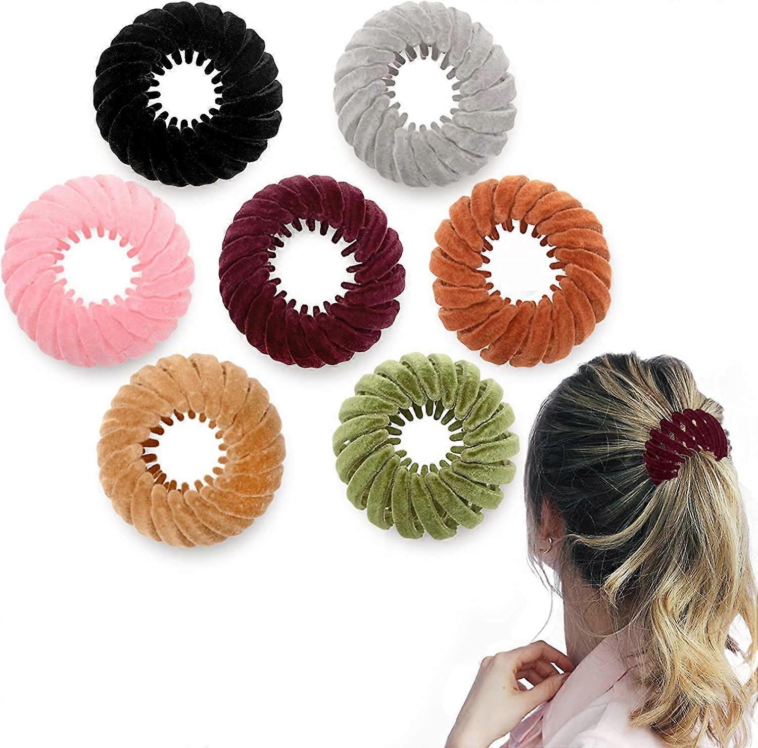 Retractable Ponytail Clip - Donut Bun Maker (7 Colors, 7pcs)