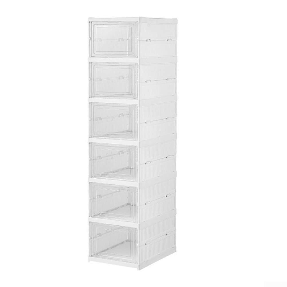 Transparent shoe storage boxes, stackable design with convenient builtin access door (C)