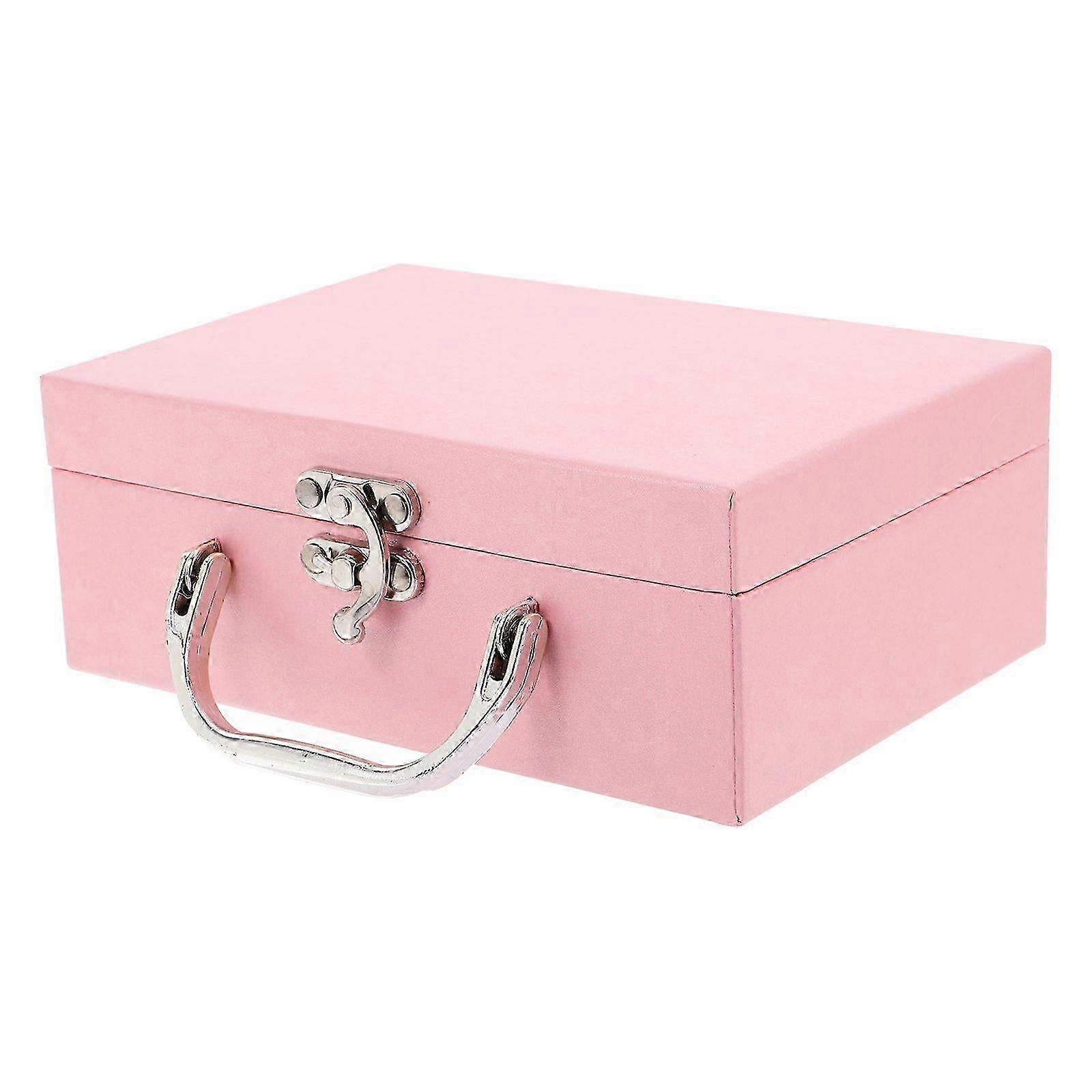 Solid Color Paper Suitcase Storage Box With Handle Portable Sundries Storage Case Multi-use Storage Box Paper Wrapping Box