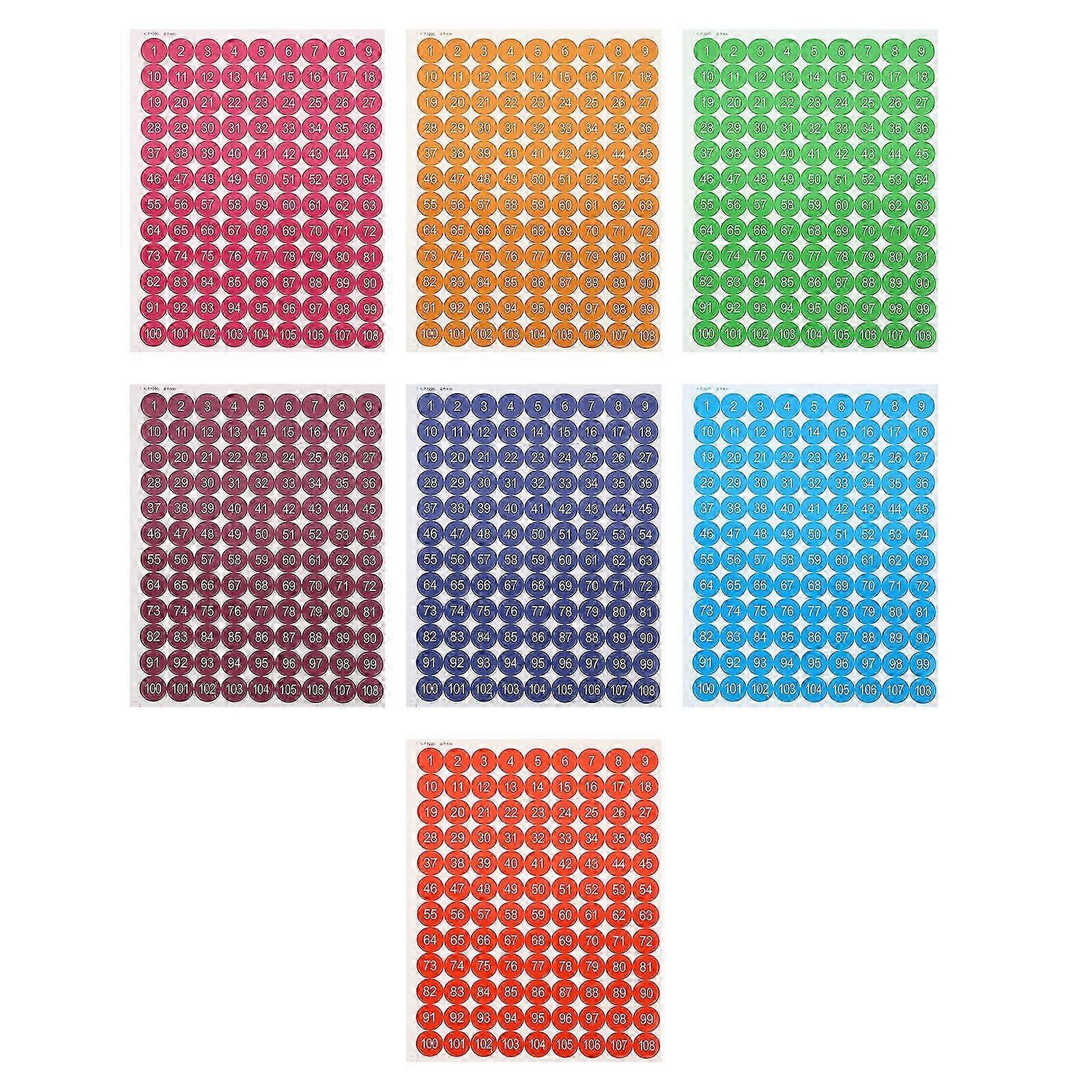 1 Bag of 7 Sheets Self-adhesive Number Paster Number 1-108 Stickers for Home
