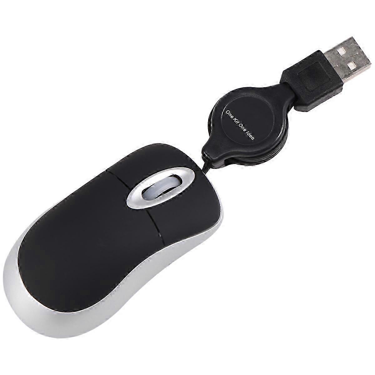 Intrekbare Mini USB bedrade muis met 1600 DPI optische precisie - Compacte reismuis voor computers