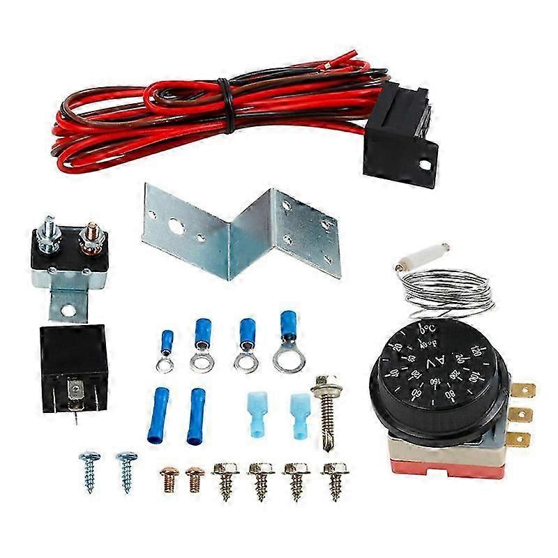 12V cooling fan wiring kit for car truck with relay and thermostat