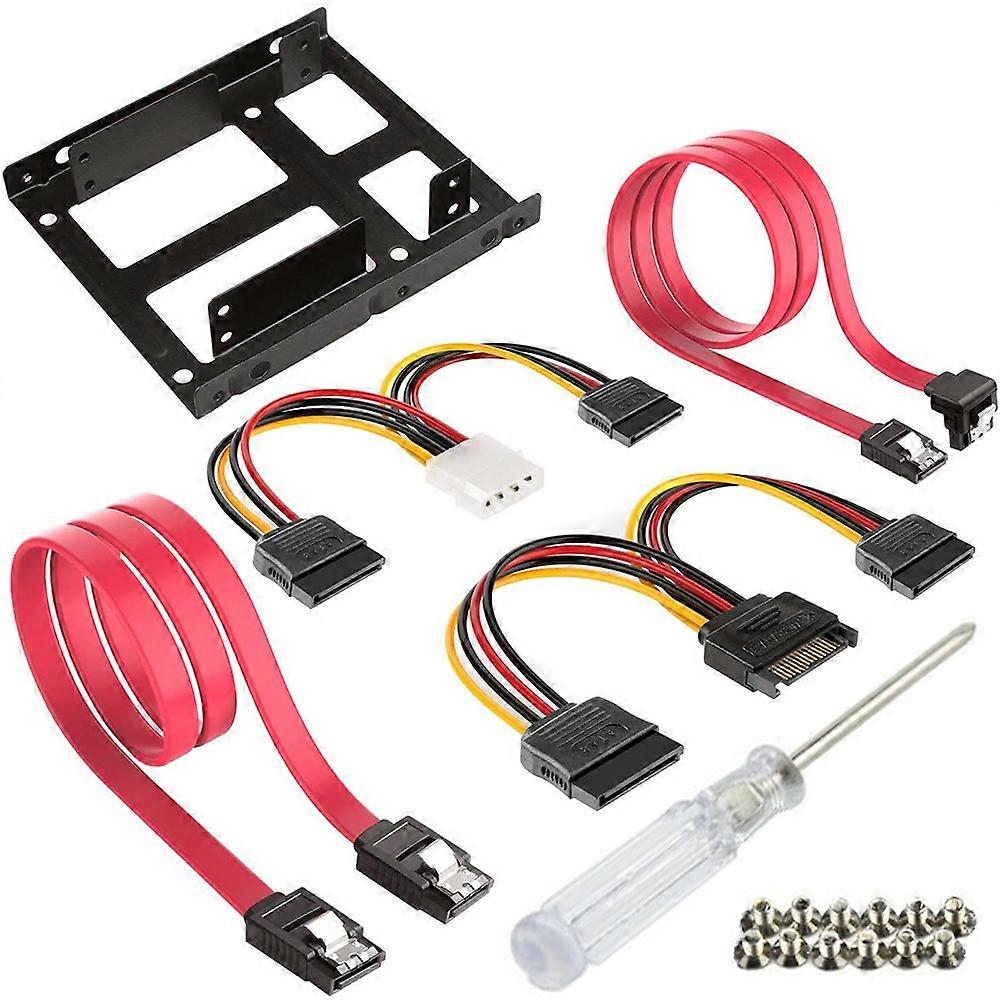 2.5" to 3.5" Drive Bay Adapter Kit, HDD/SSD Mounting Bracket with IDE to SATA Power Cable and 2 SATA 3.0 Cables for Easy Setup.