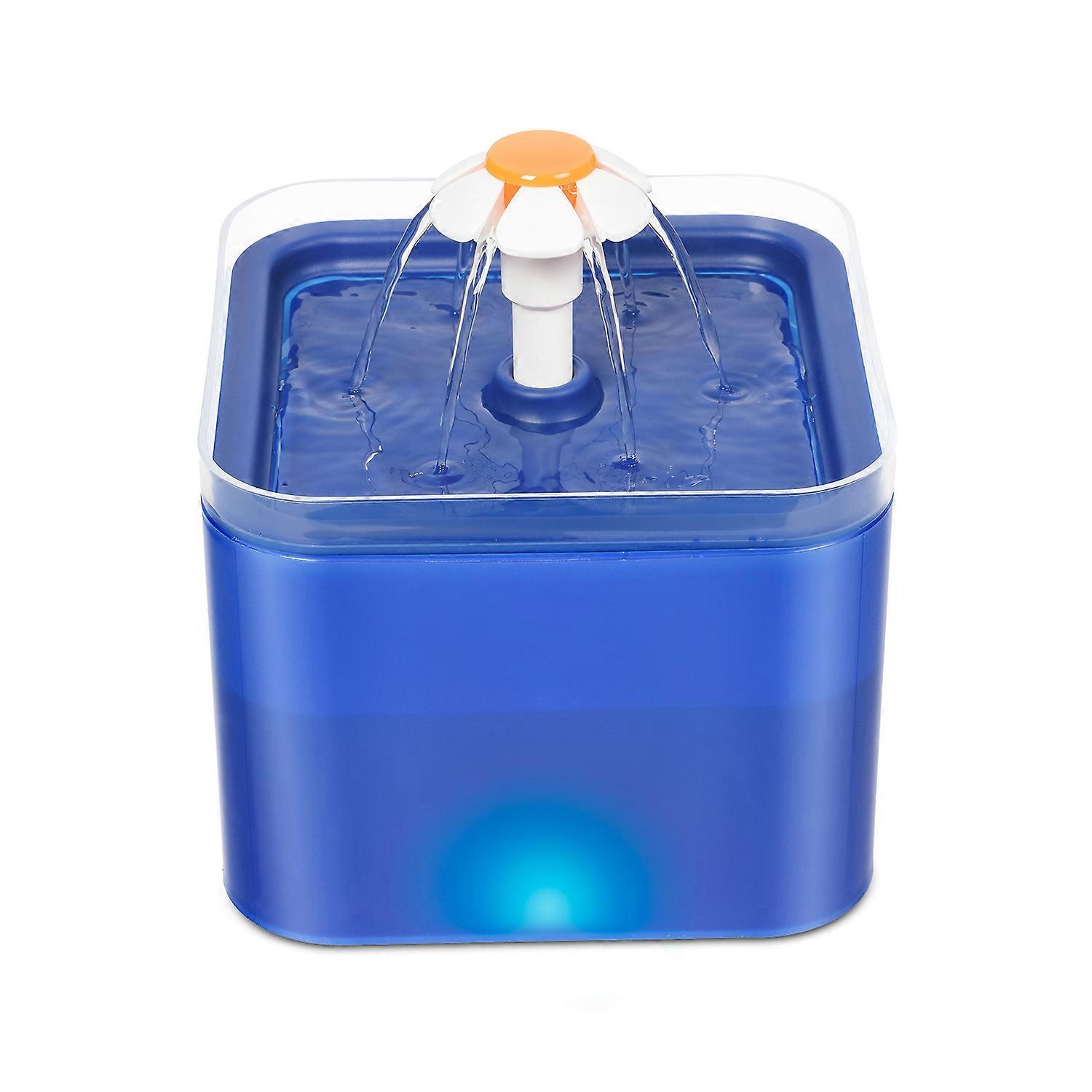 2L Dog and Cat Water Fountain with 5 Replaceable Filters, Silent Cat Water Dispenser, Blue
