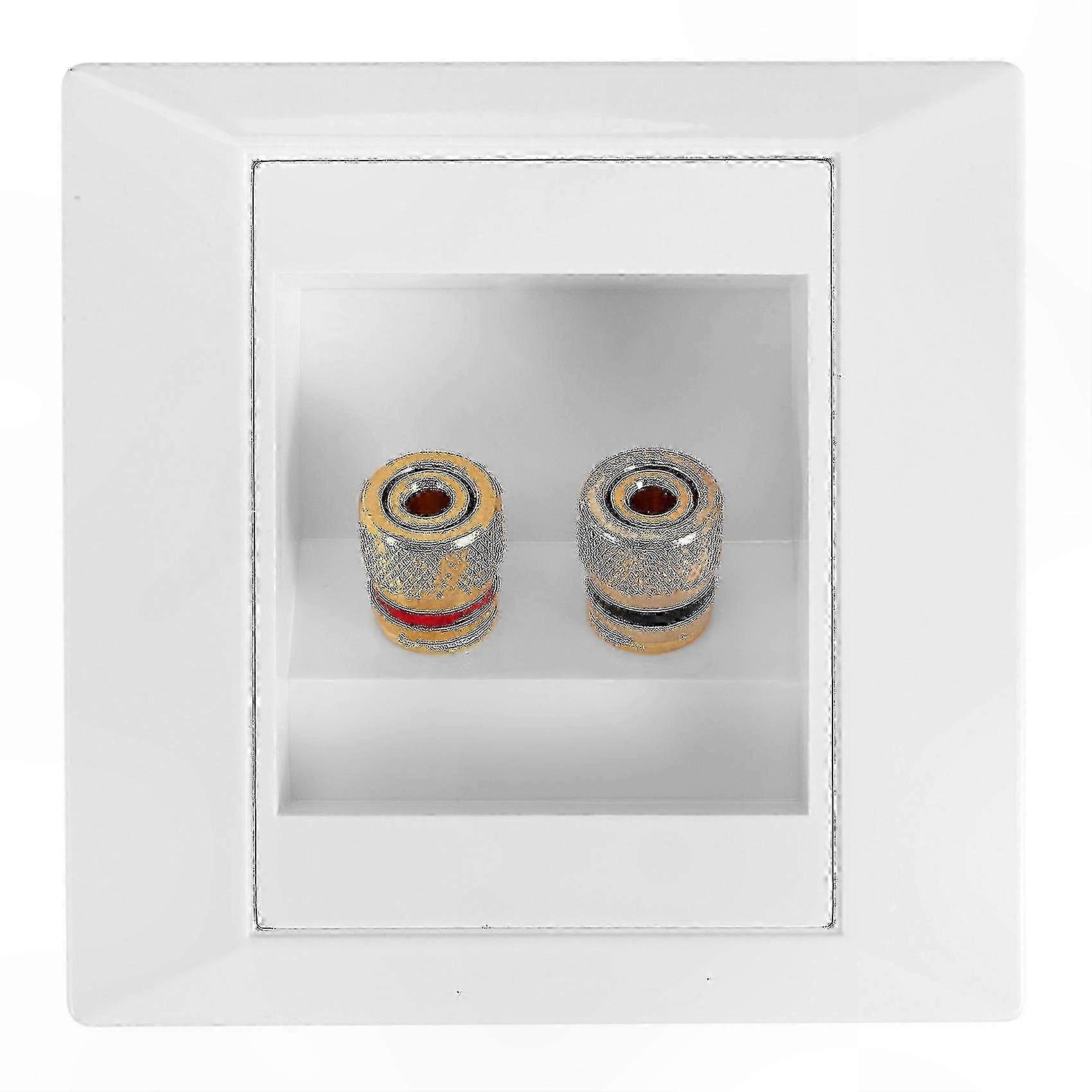 White Wall Socket with Dual Jack Speaker Port Connection hwy