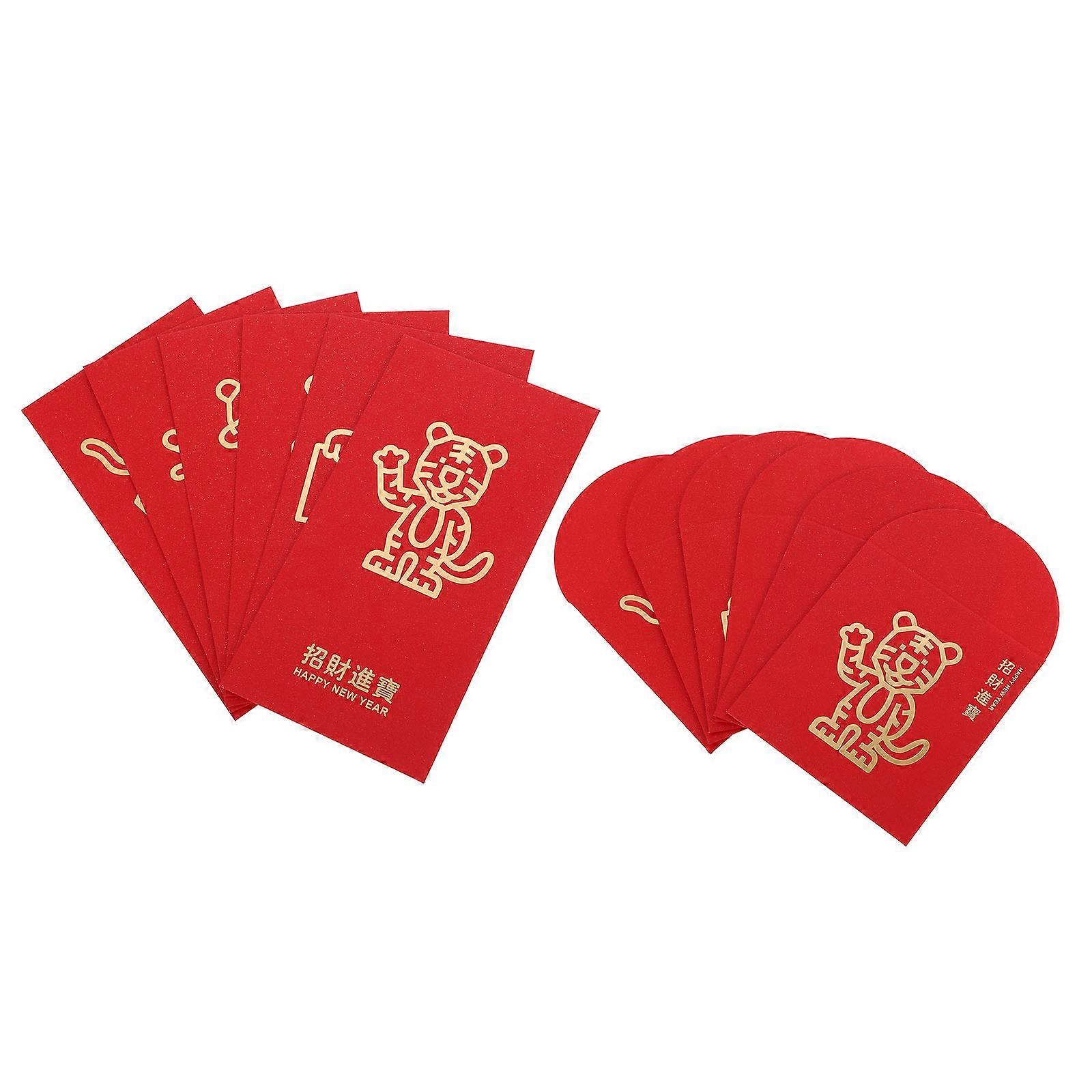 Tiger Year Red Envelope Red Money Envelopes for Lunar New Year Red Paper Children Storage 12Pcs