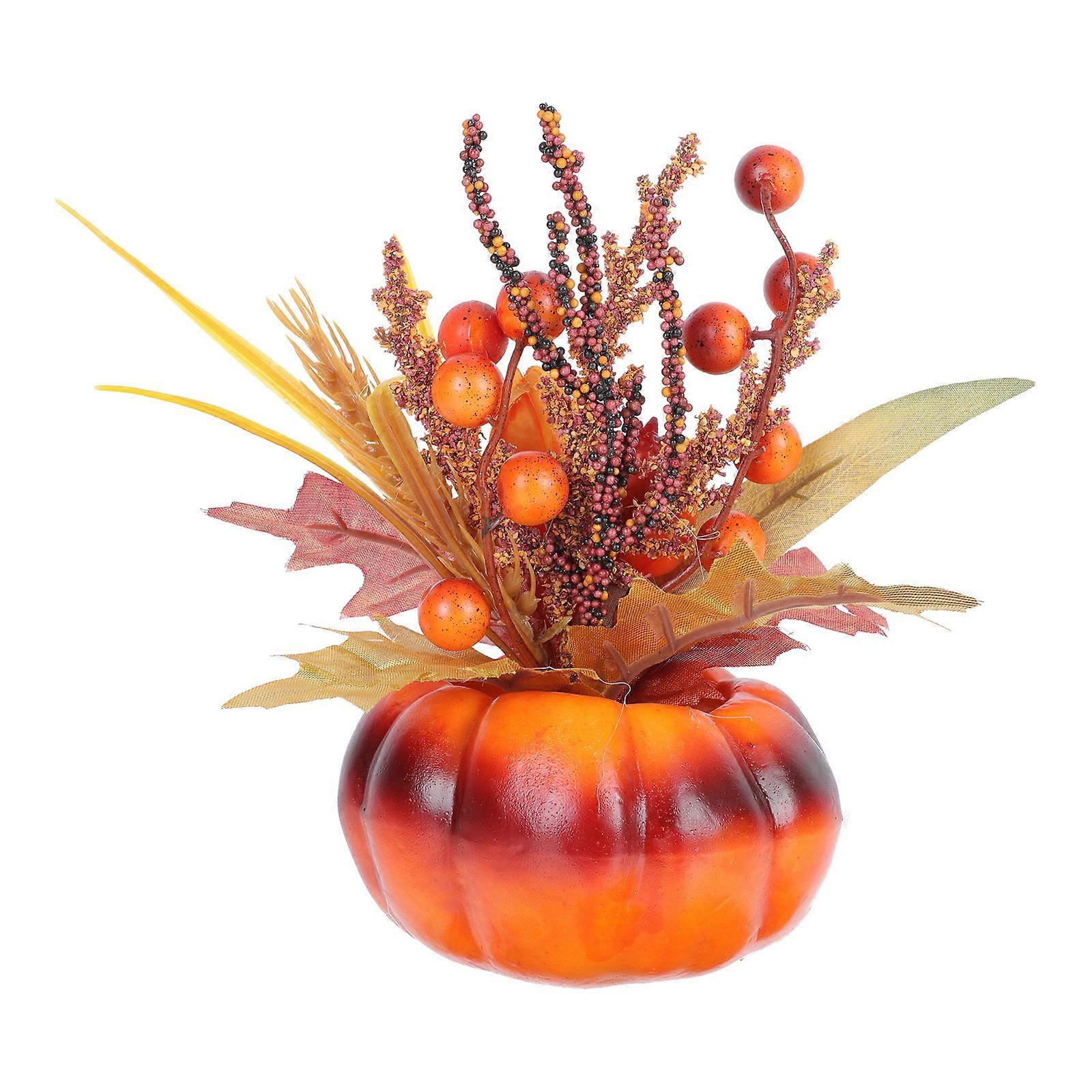 Dark Red Artificial Pumpkin Ornament for Thanksgiving Table Centerpiece Harvest Party Home Decoration Farmhouse Style Festive Adornment