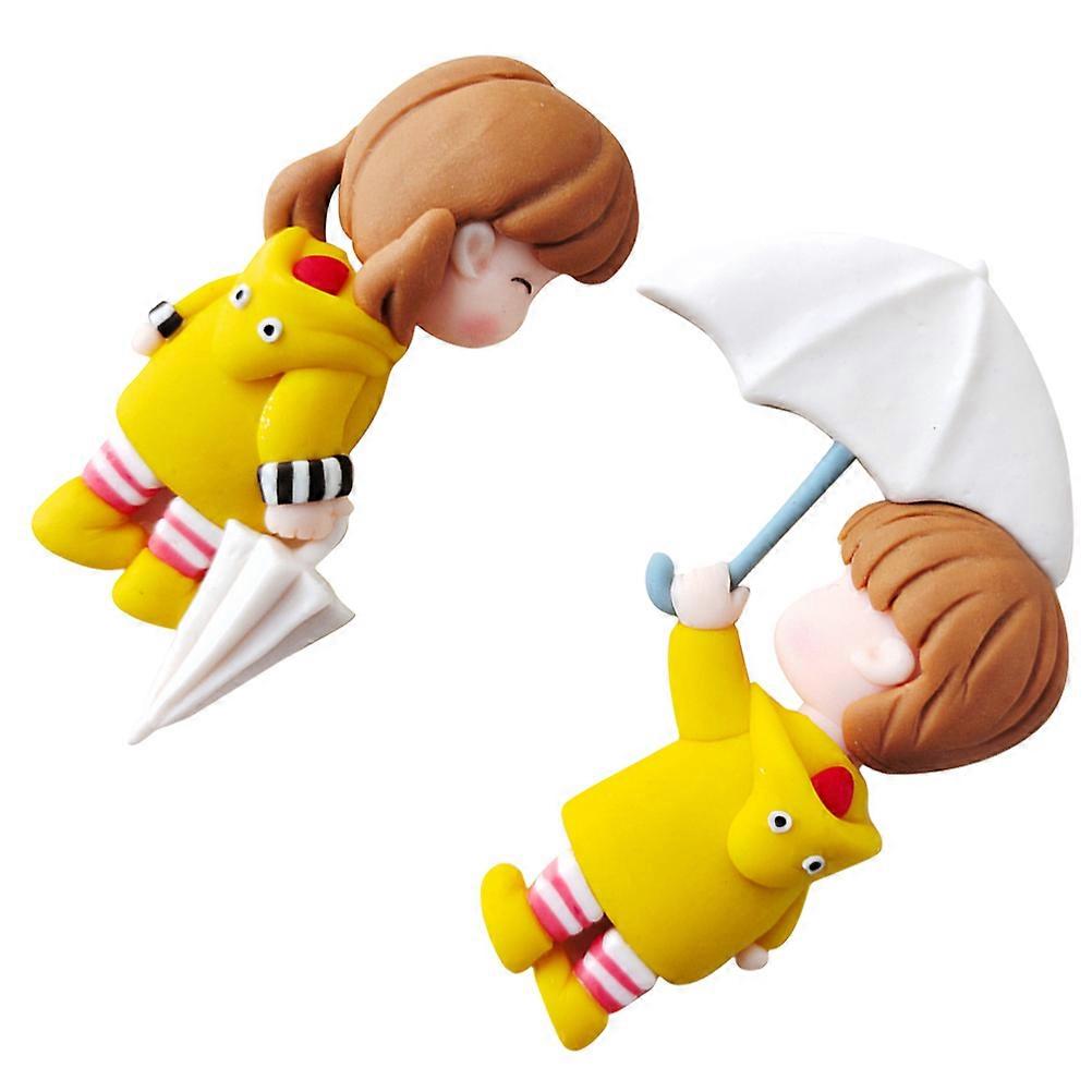 Cake Topper Lovers Design Cake Ornament Polymer Clay Assorted Color Decoration 2Pack