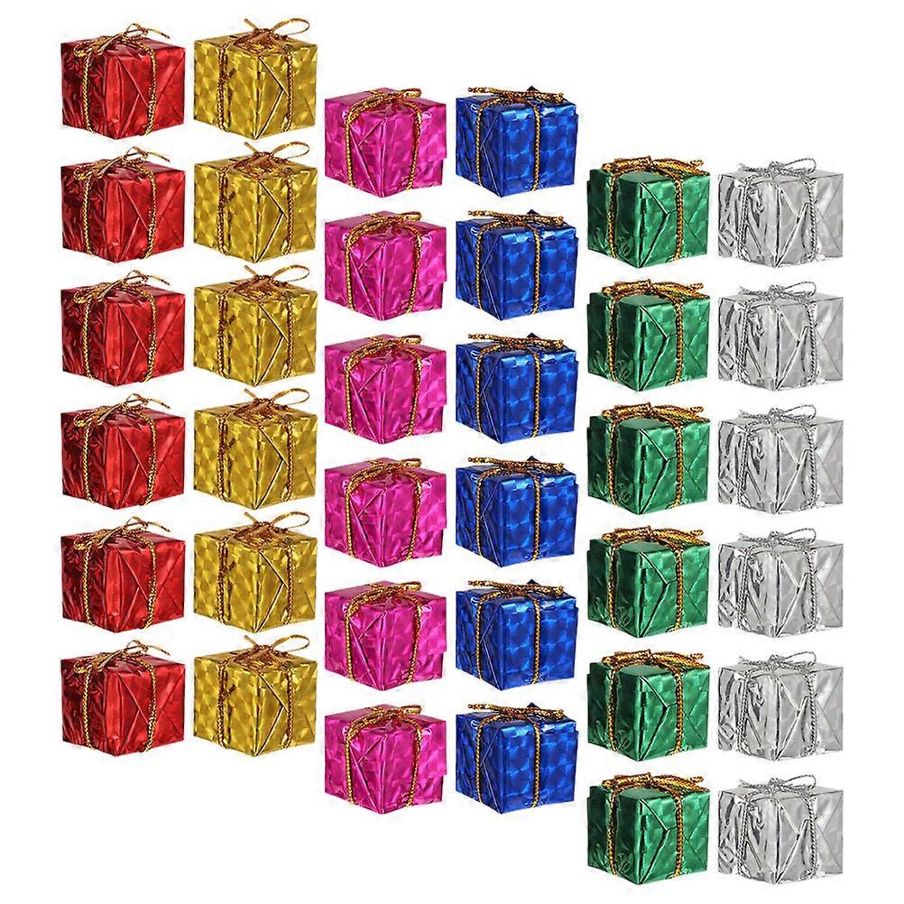Mini Christmas Gift Boxes 36pcs – Small Wrapped Tree Shaped Hanging Ornaments for Holiday Party Decorations