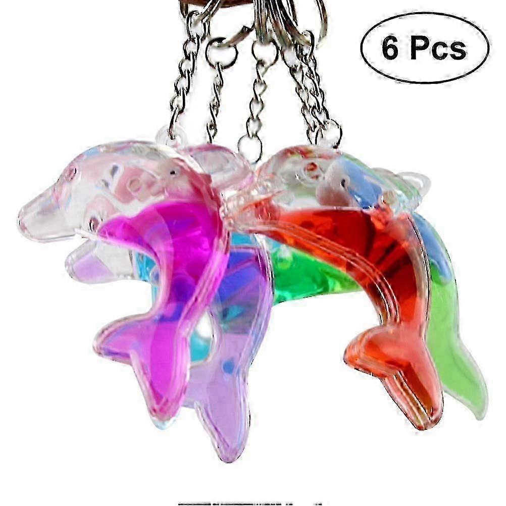 6 Pcs Liquid Dolphin Keychain for Bags, Decorative Key Ring Chain Accessory