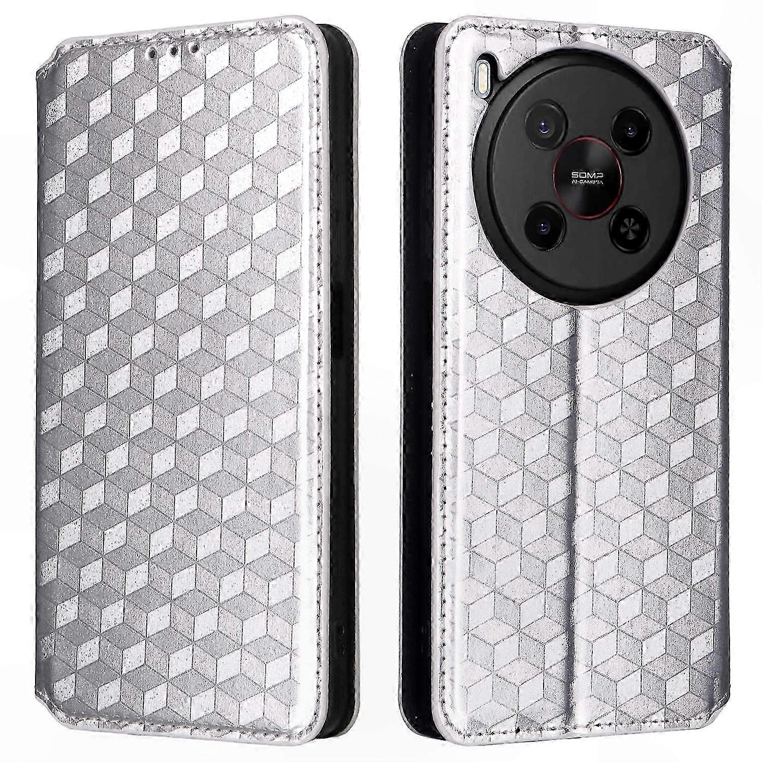 Rhombus Pattern Leather Wallet Case for  Blade V70 Max Smartphone Cover