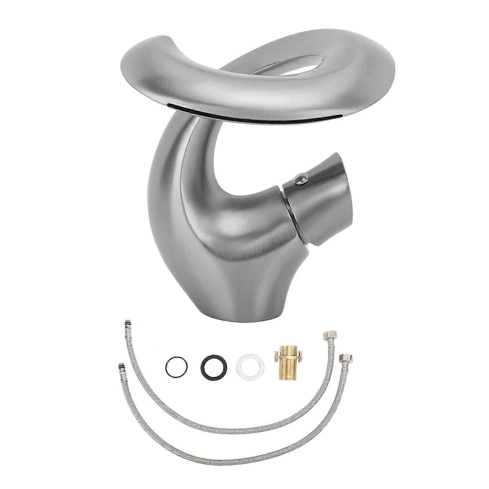 Bathroom Waterfall Adjustable Hot and Cold Mixing Faucet Brass Streamlined for Under Counter Basin