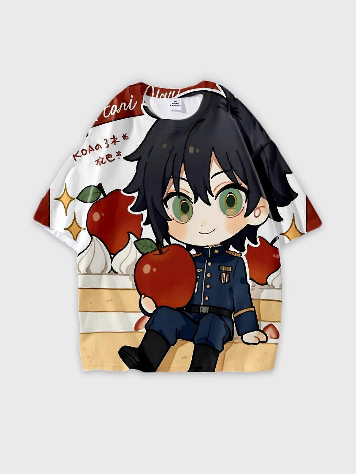 T-Shirt Round Neck, Loose Short Sleeve Seraph of the end Yuichiro Hyakuya Graphic Tee, Unisex Summer Casual Top U1426