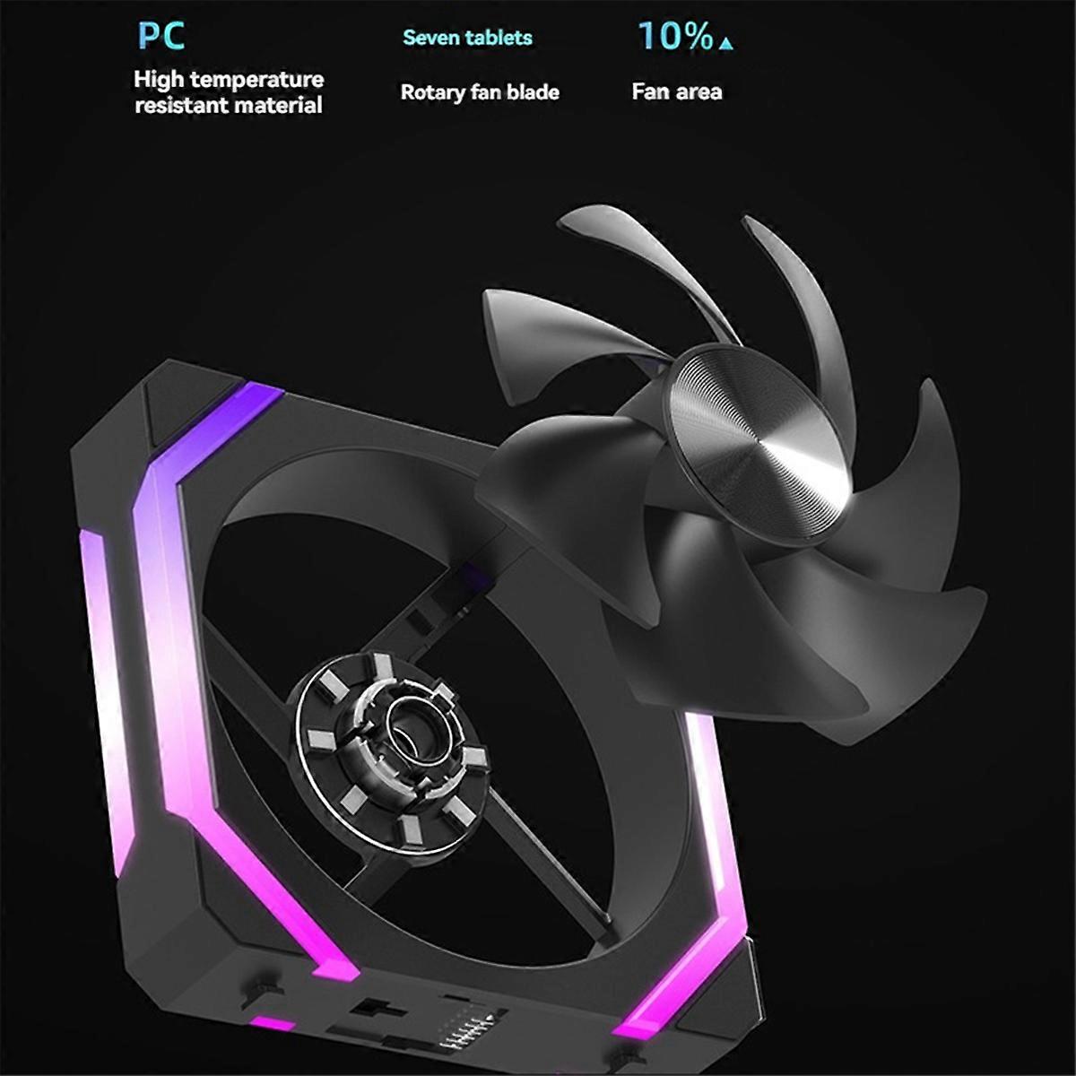 Computer Chassis Fan 12V 12cm 5V 3PIN ARGB Cooling Fan 4Pin PWM Large Air Volume 41.96CFM/800-1800RPM Ventilator Black