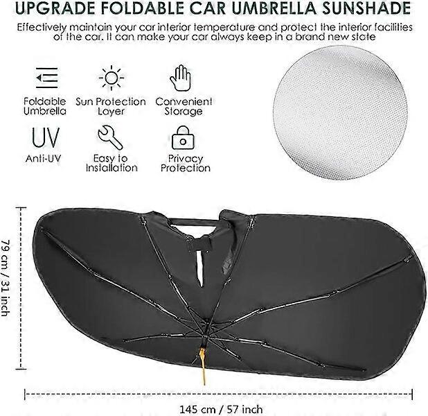 Windshield sunshade umbrella with a sturdy frame and easy to fold and store