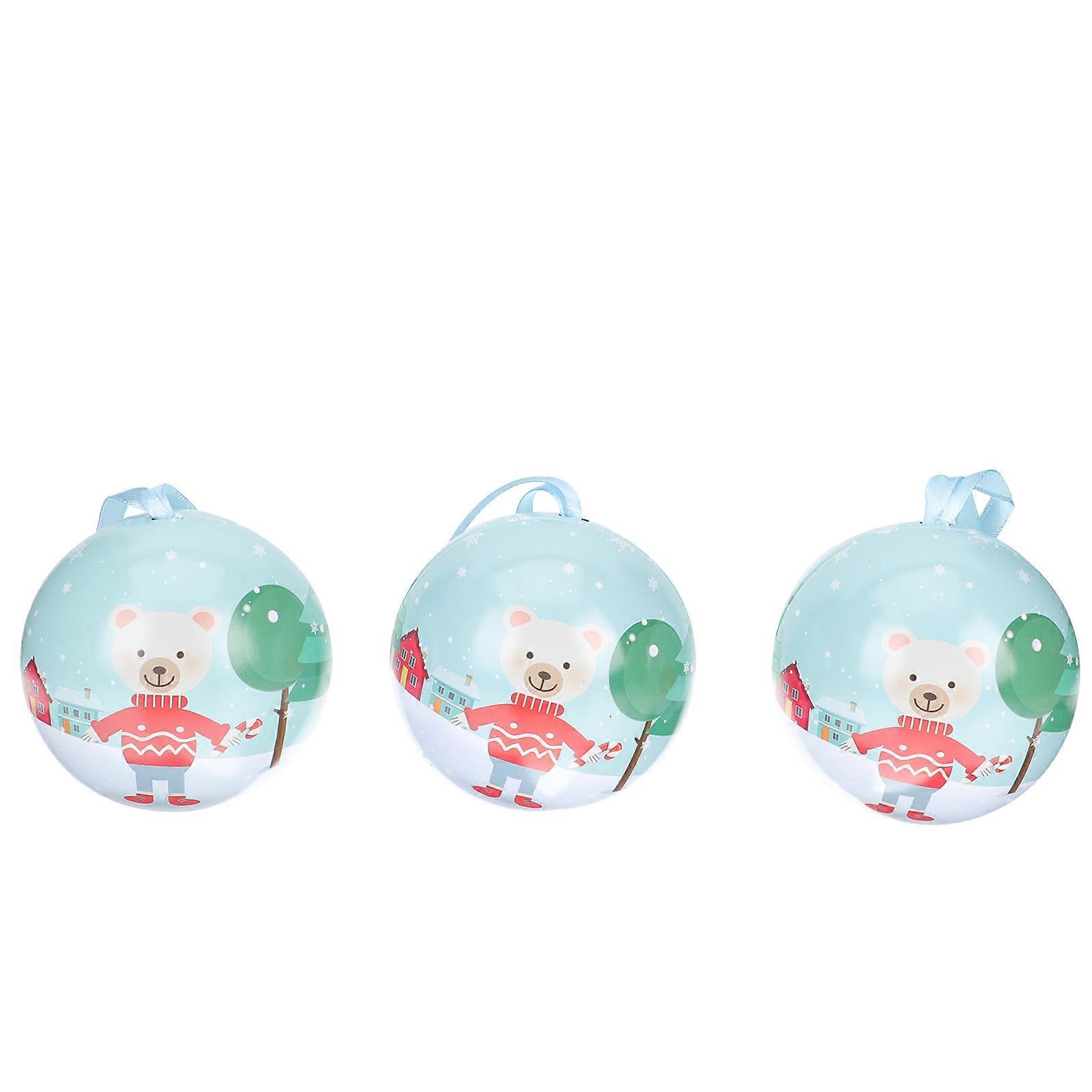 Assorted Color Christmas Tinplate for Decor 3Pcs Metal Boxes