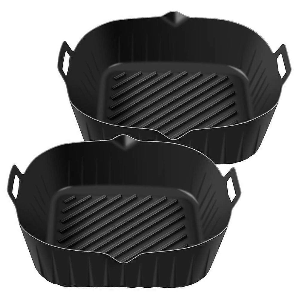 Silicone Pot with Handle, 8.6 Inch Reusable Liners Heat Resistant Non-Stick Basket,Black