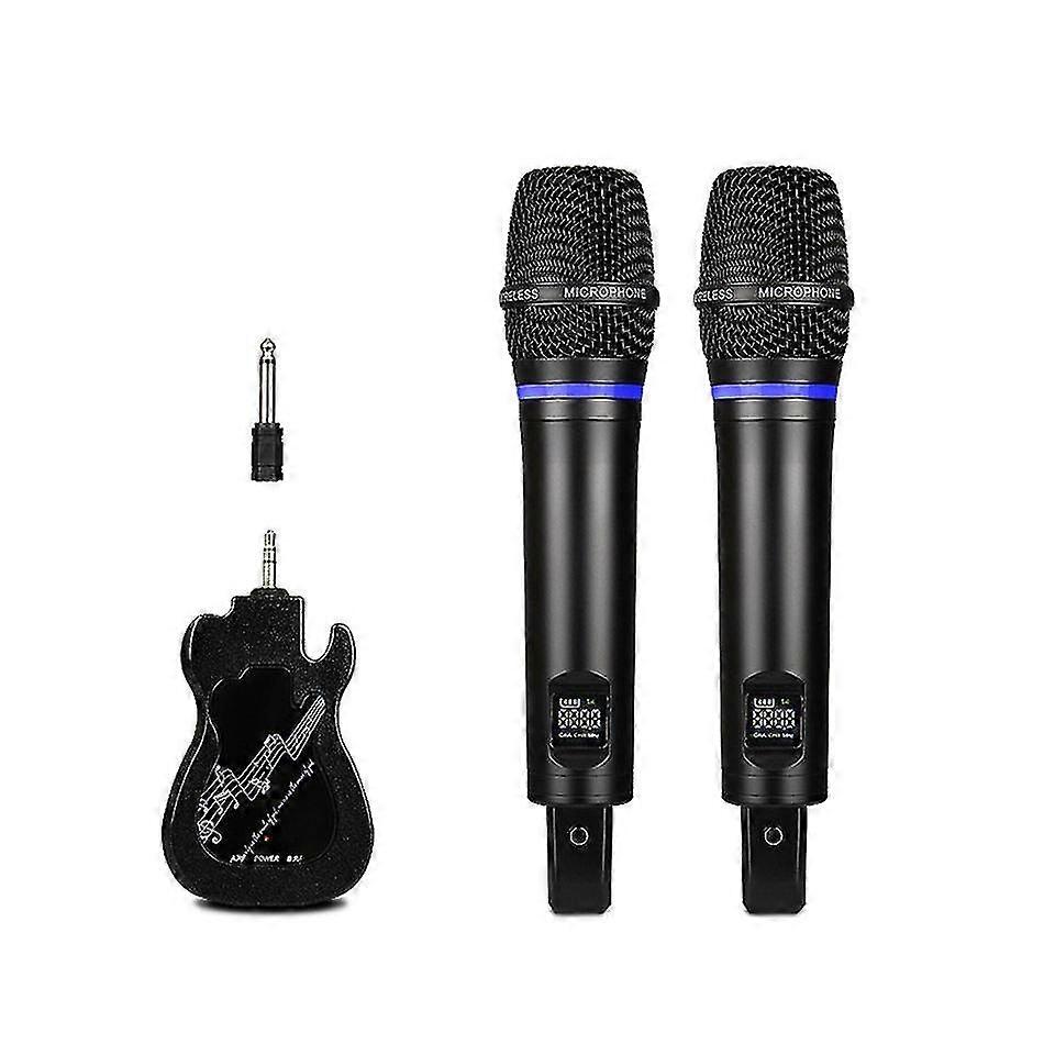 Dual Rechargeable Wireless Microphone, Professional Handheld Dynamic Microphone Set with Receiver