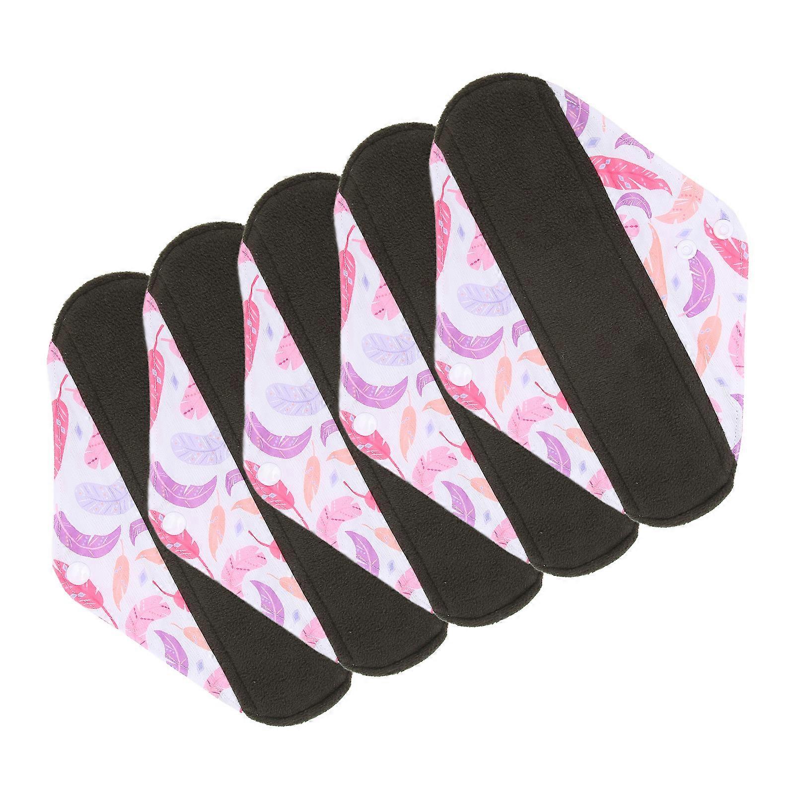 5pcs Washable Menstrual Pads M Size 25cm Bamboo Charcoal Liners