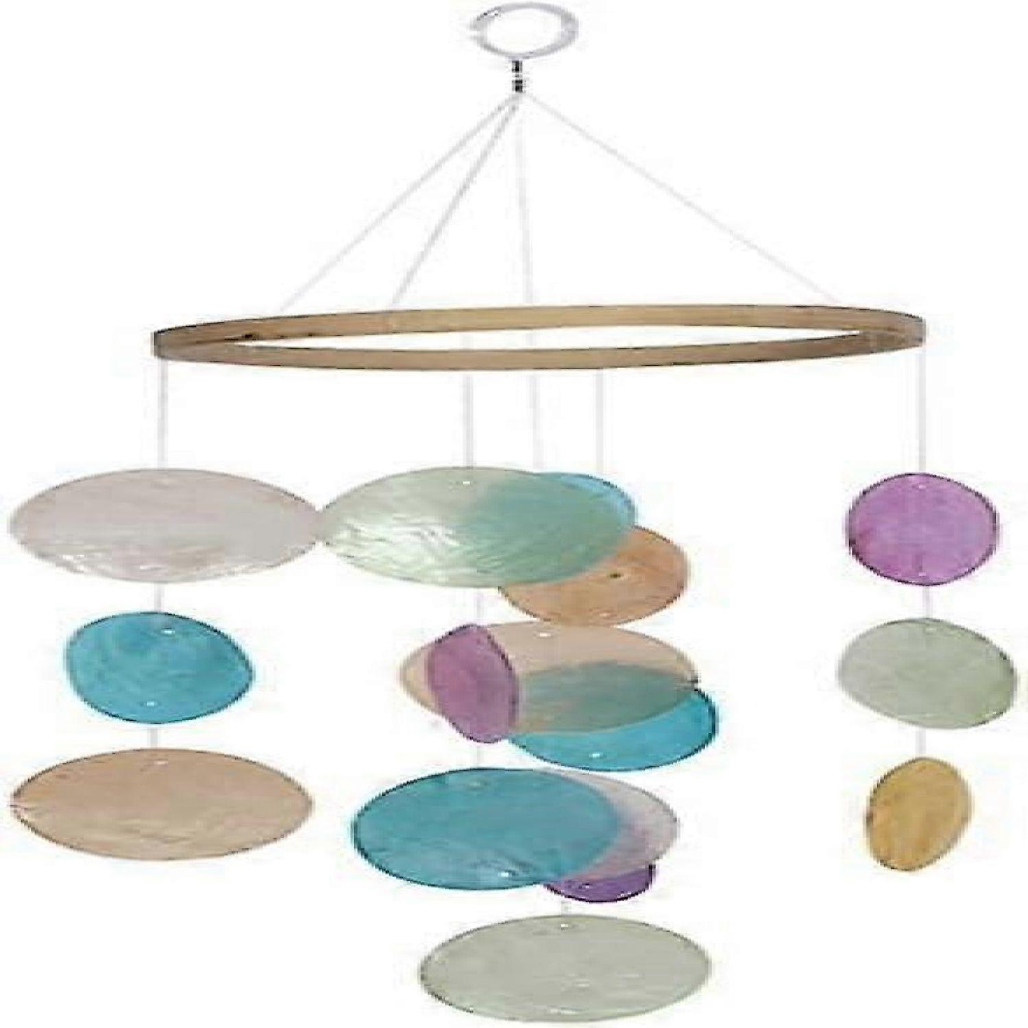 Natural Pearlescent Shell Wind Chime 12 x 45 cm Small Capiz Shell Wind Chime Handmade Wind Chime Hanging Decoration Simple Wind Chime for Garden -HK90