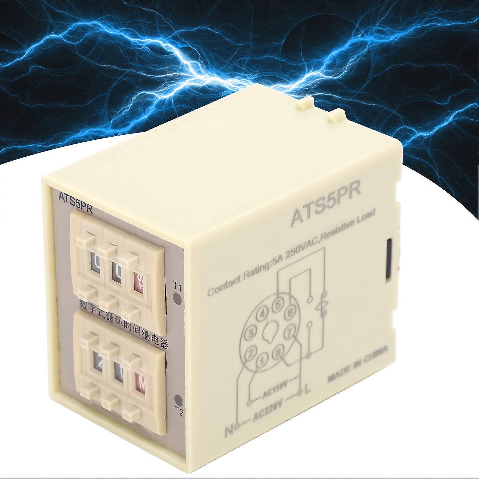 ATS5P-R Digital Time Relay Module DC12V Delay 0.1s-99h 58x41x84mm