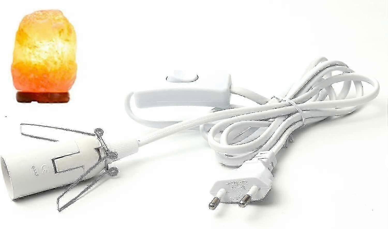 Salt Lamp Power Cord with Switch, E14 Socket 1.8m White Cable for Himalayan Rock Lamps