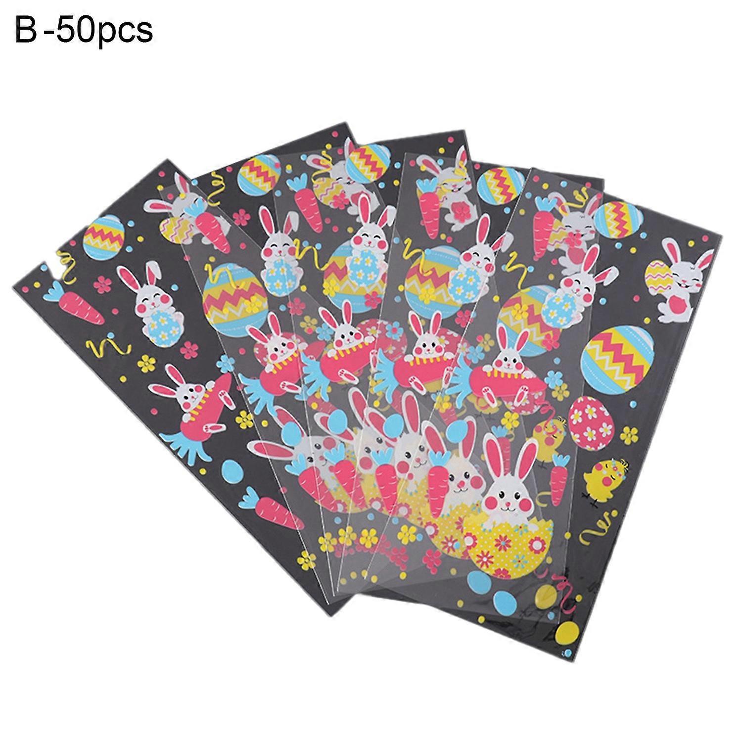 50Pcs/Set Lovely Rabbit Pattern Candy Bag Easter Style Cute PET Gift Bag for Party