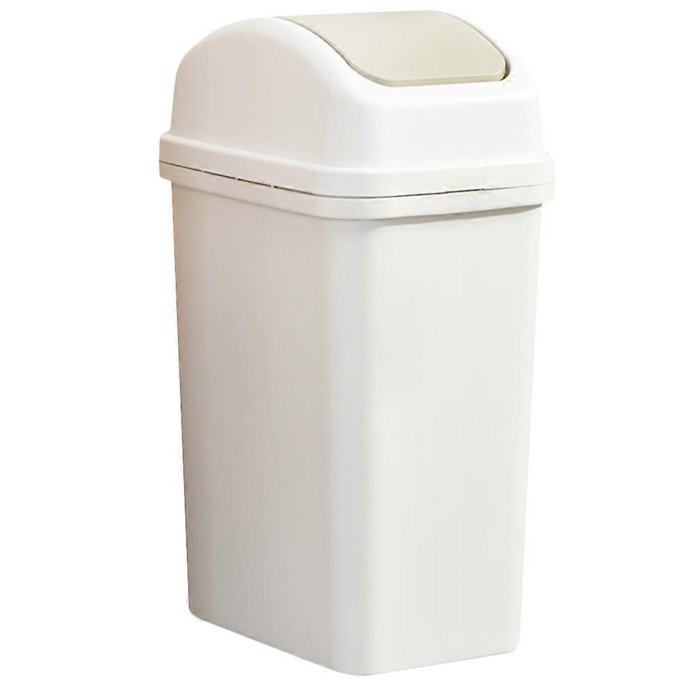 Household Trash Can Swing Lid Waste Bin for Home Use 2Pcs White PP