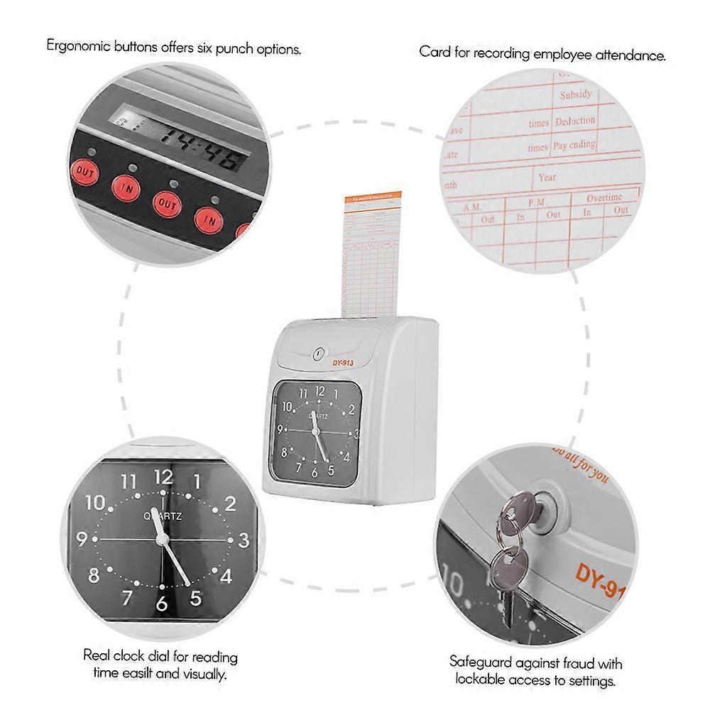 Electronic Time Clock LED Dual Color Print with 50 Cards & Battery