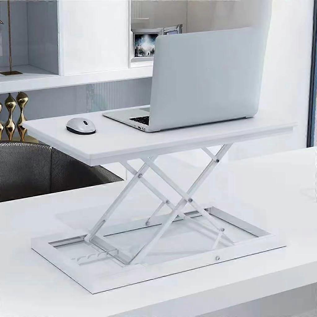 Height Adjustable Standing Desk Converter Sit To Stand 60x34cm Tabletop Computer Stand For Laptops Monitors Black White