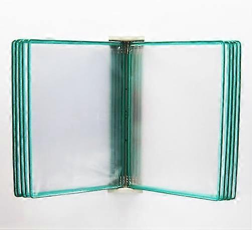 Wall Mount Reference Organizer: Desktop Flip Display Folder Wall Mounted Menu Display Metal And Pvc Catalog Rack For Office Workshop Green