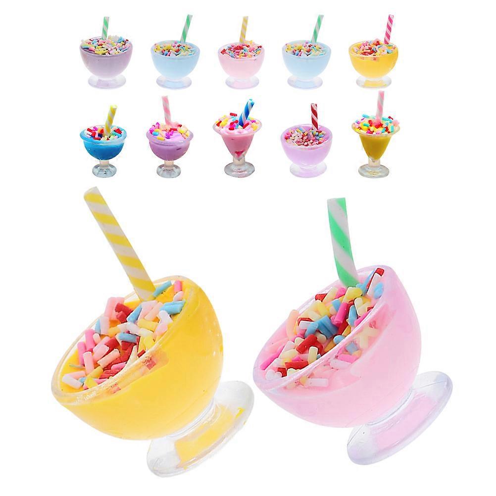 Mini Dessert Figurines Realistic Ice Cream Model for Child's Playtime Resin 12Pcs