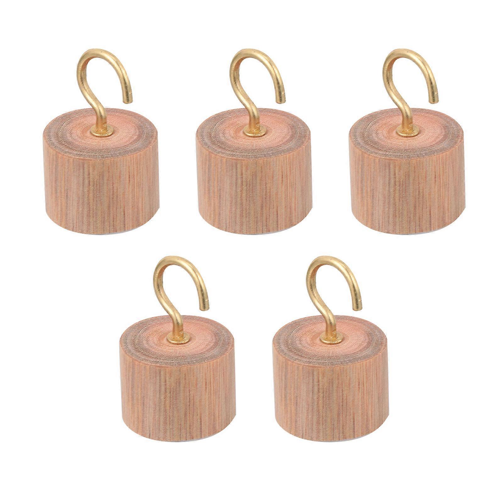 Brown Wood Wardrobe Ceiling Hook for Clothes Storage 5Pcs Ceiling Hooks