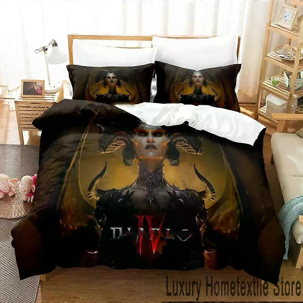 PIN1700 3D-utskrift Diablo IV Game Sängkläder Set Påslakan Påslakan Påslakan Örngott Täcke King Queen Size Pojkar Vuxen Sängkläder