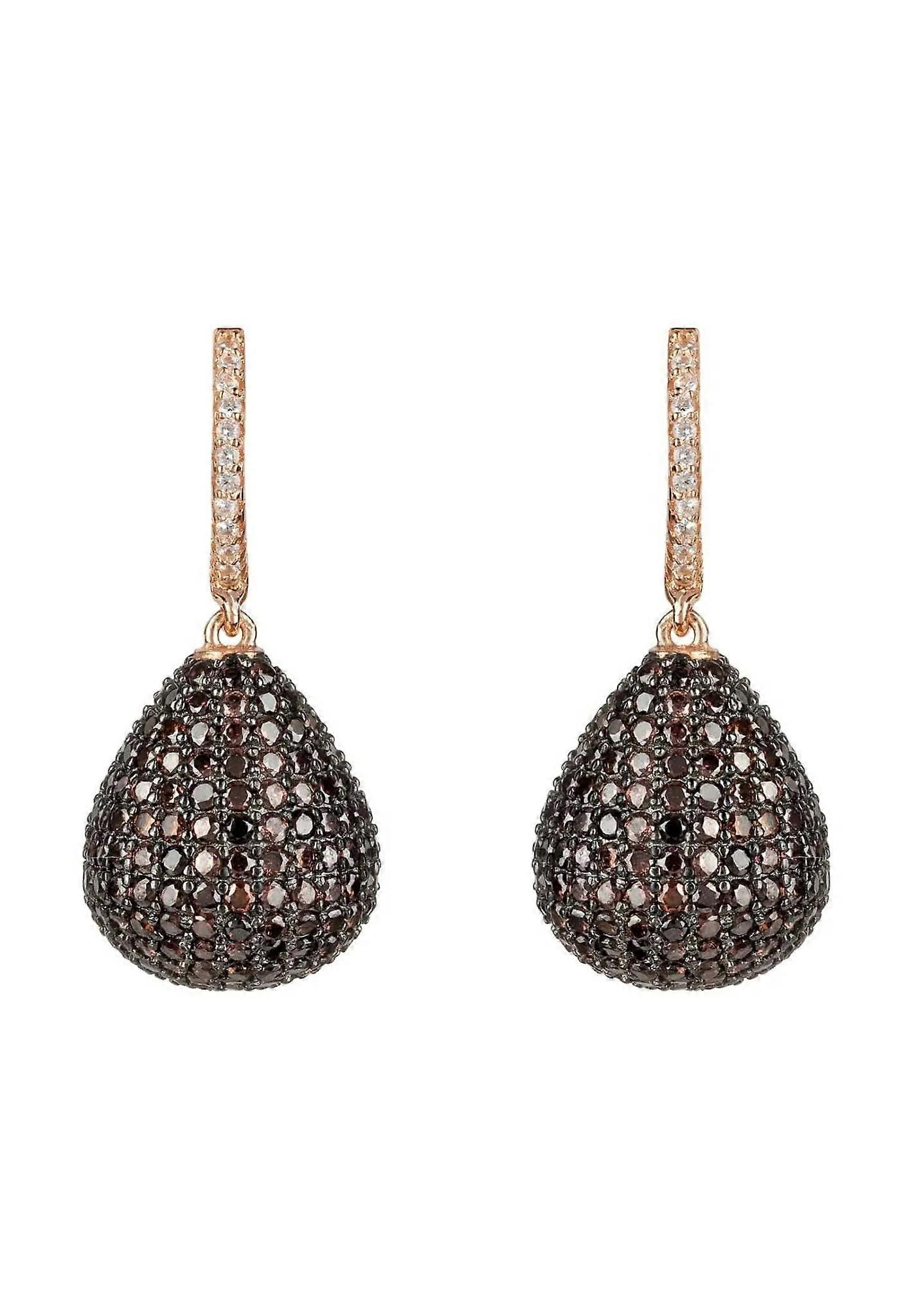 Latelita Women's Rosegold 925 Sterling Silver Pear Drop Earrings with Chocolate Colored Cubic Zirconia Gemstones