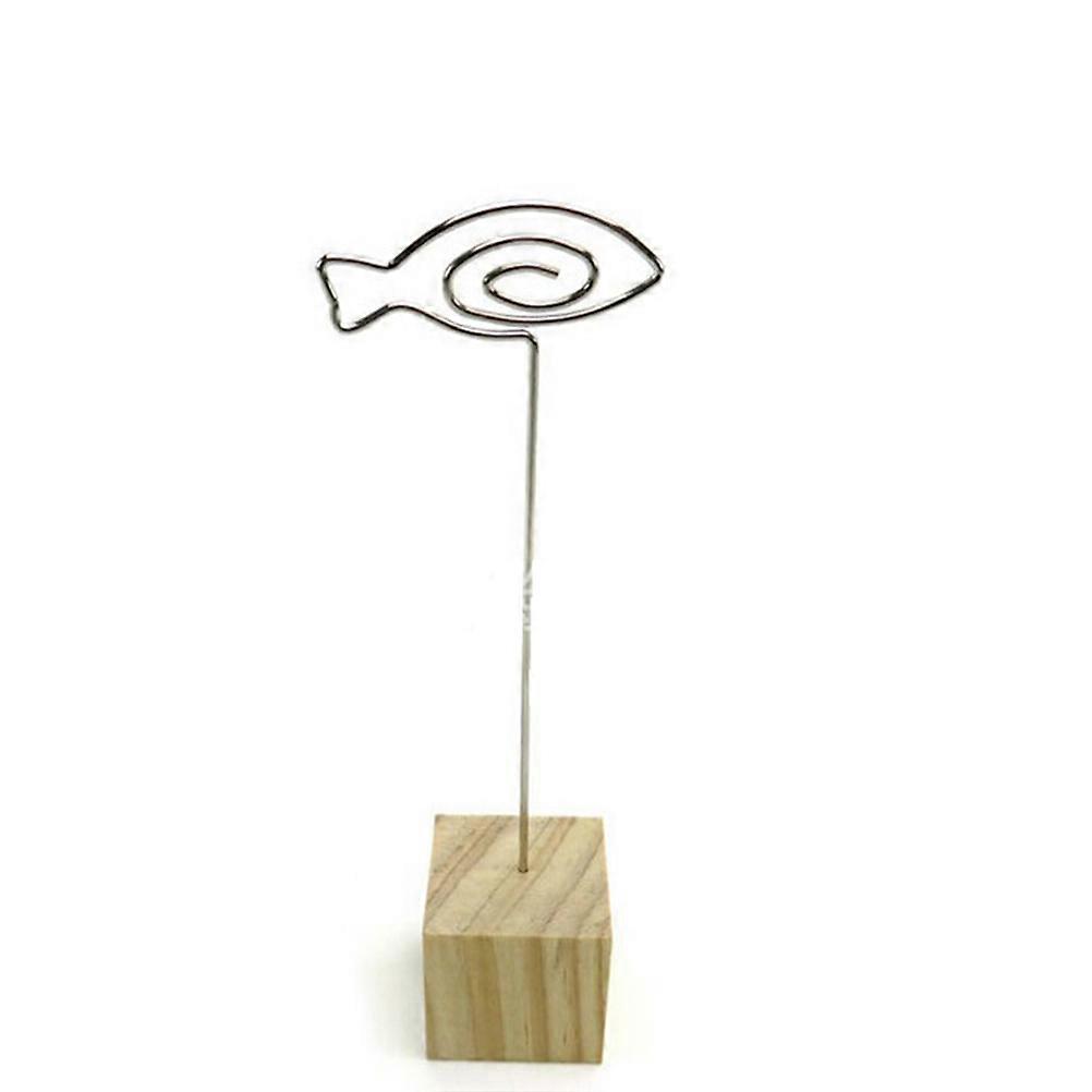 Memo Clip Wooden Fish Style Note Holder with Silver Color