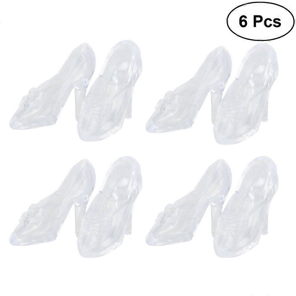 Princess Shoes Transparent Slipper for Party 6Pcs Mini High Heel Shoes