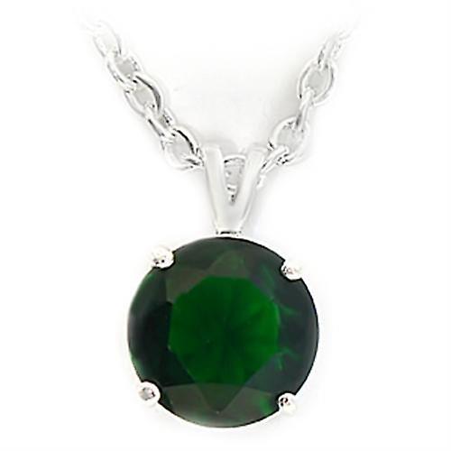 Silver Brass Chain Pendant with Synthetic Spinel in Emerald for Women Style LOA072