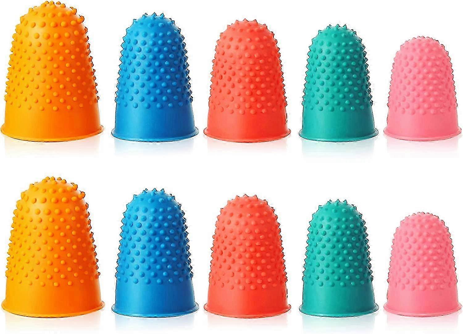 10 Pieces Rubber Finger Tips Office Rubber Thimbles Silicone Thimble Gripper Thick Reusable Finger Protector Fingertip with a Box for Money Counting C