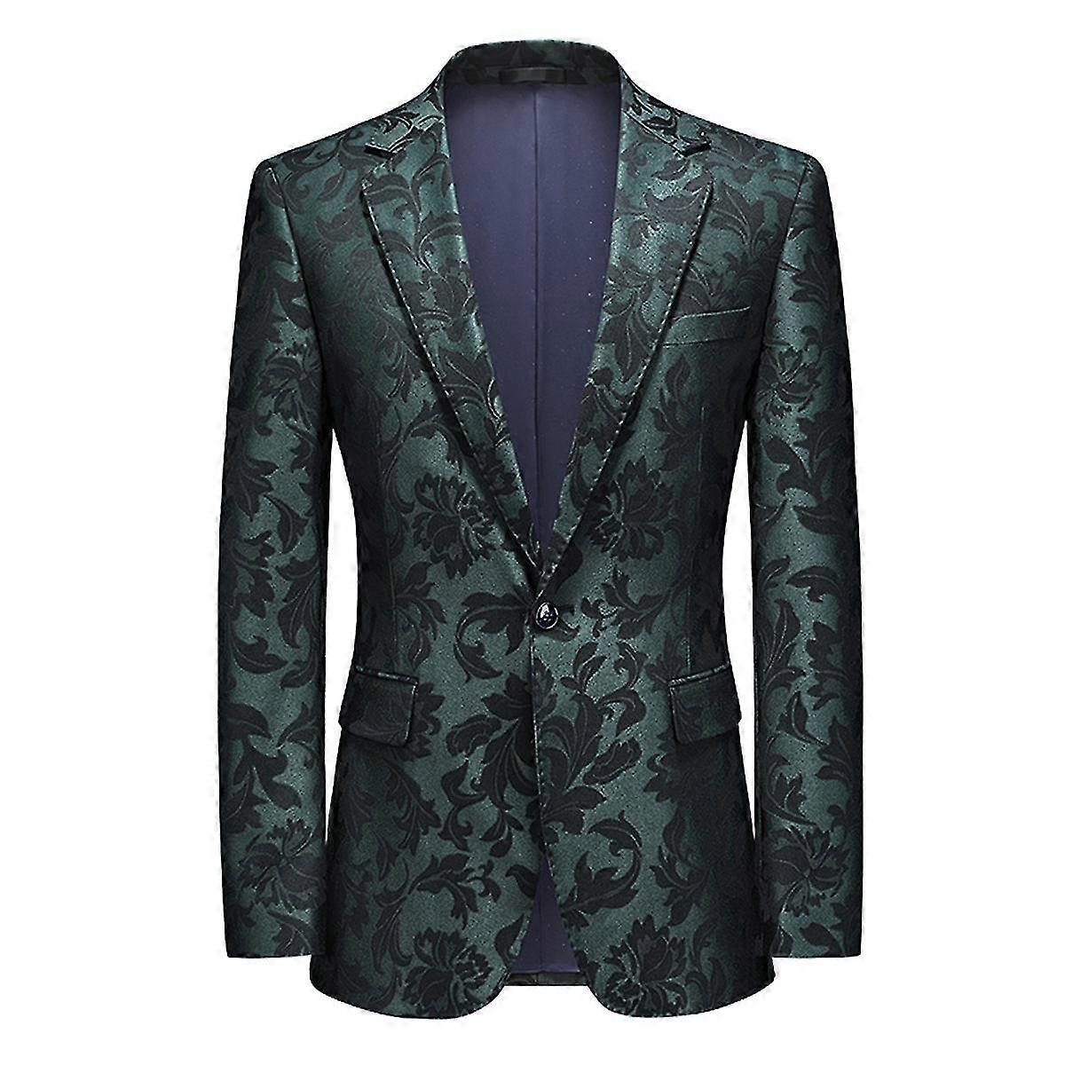 Cloudstyle Men's Casual 1 Button Leaf Printed Blazer 2025