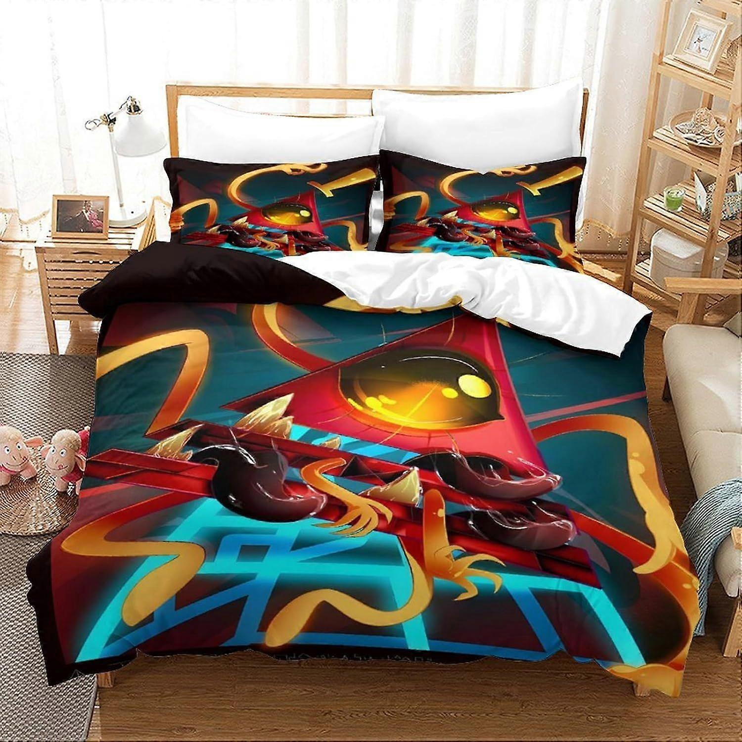 s517 Bill Cipher 3D Printed Comforter Set,Custom Anime Bedding Set for Boys,Kids,Girls Room Decor,Customized Duvet Set,3 Pieces,1 Quilt with 2 Pillowc