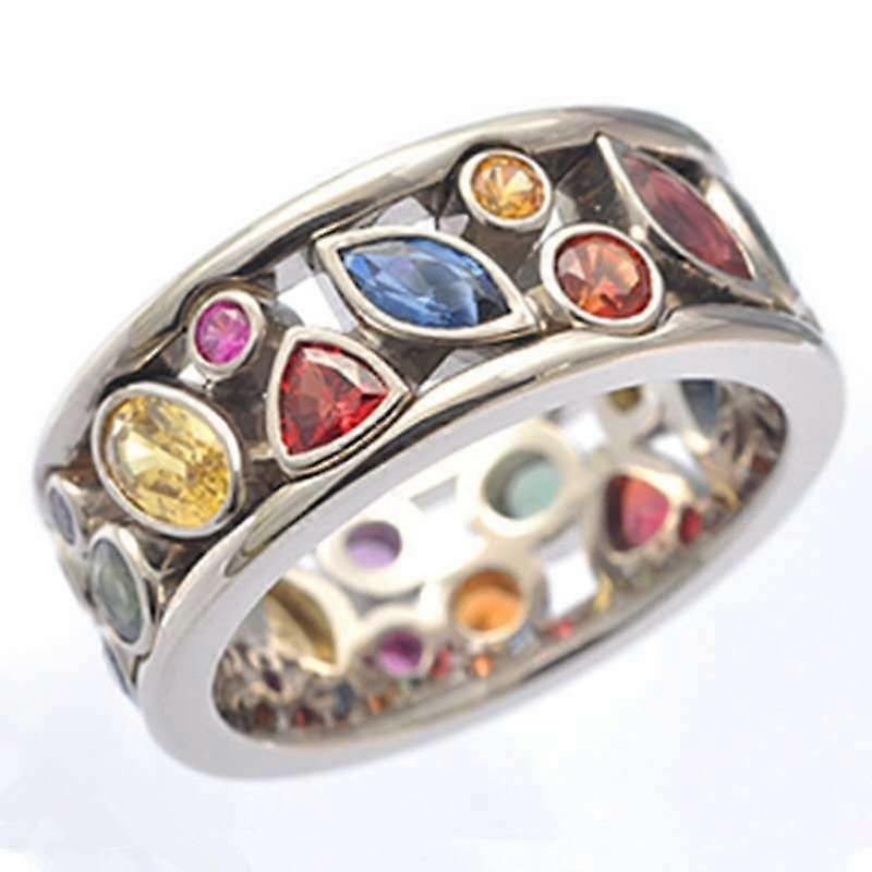 Women's Ring, Fashion Geometric Pattern Hollow Out CZ Inlaid Multicolor