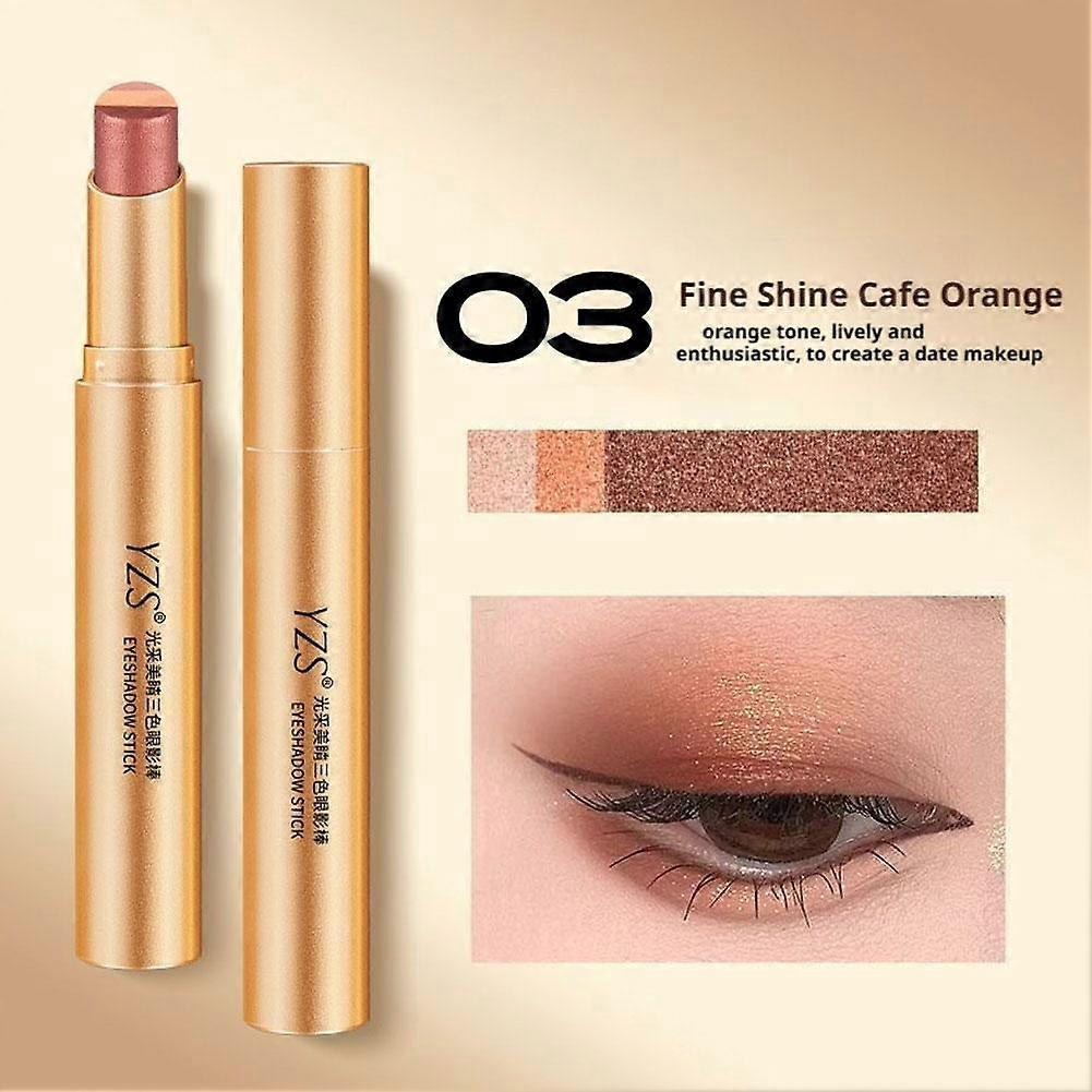 Tri-Color Creamy Eyeshadow Stick for Sensitive Skin Long Lasting Gradient Makeup Portable Twist Up Pen Design
