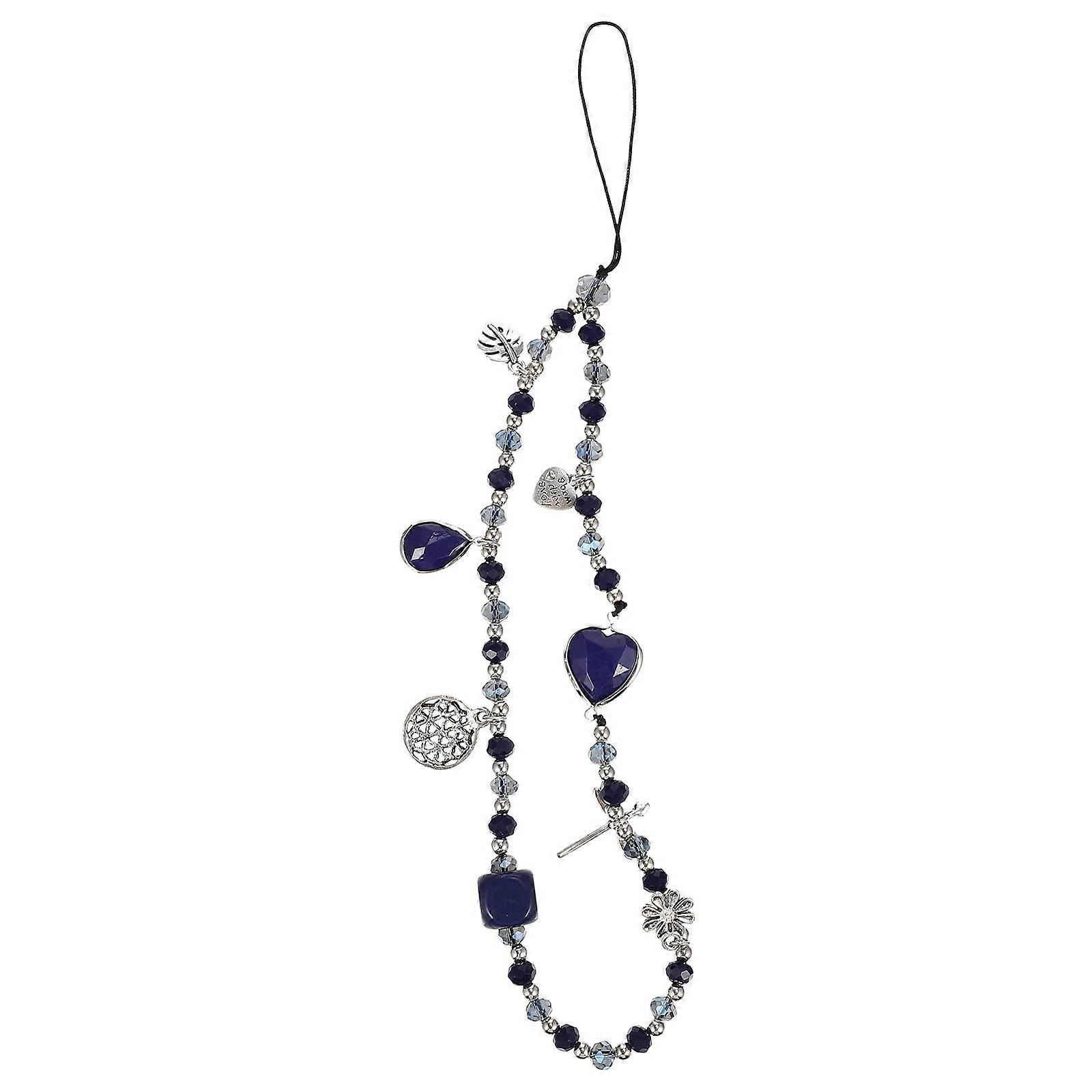Phone Hanging Straps Beaded Phone Chain for Decoration 5Pcs Blue
