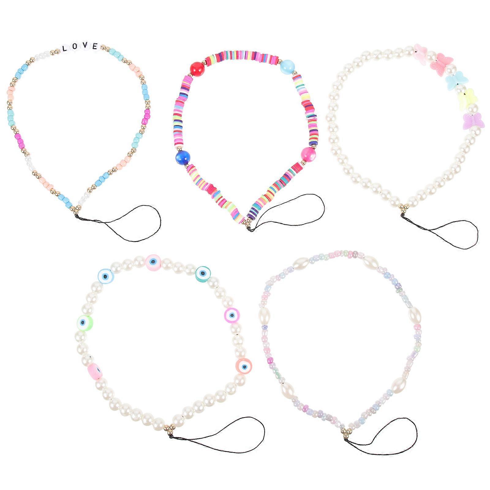 Polymer Clay Beaded Phone Hanging Wrist Strap 20 Pcs Long Strap For Keychain And Electronic Devices Ethnic Style Decoration