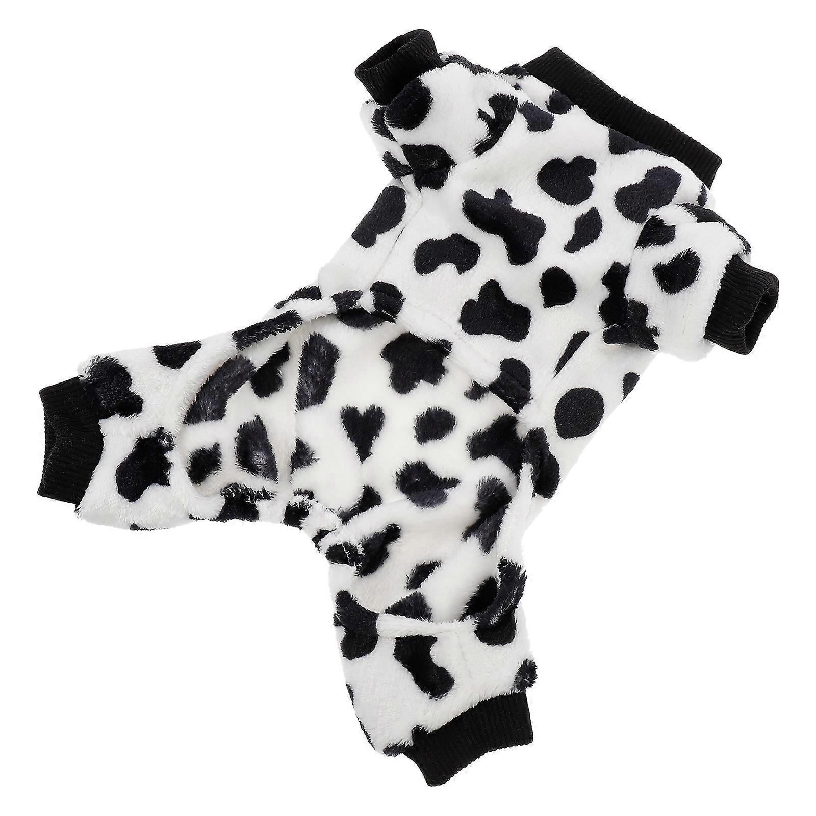 2Pcs Small Dog Autumn Winter Coat Polyester With Cow Spot Pattern Ideal For Everyday Wear Keeps Warm