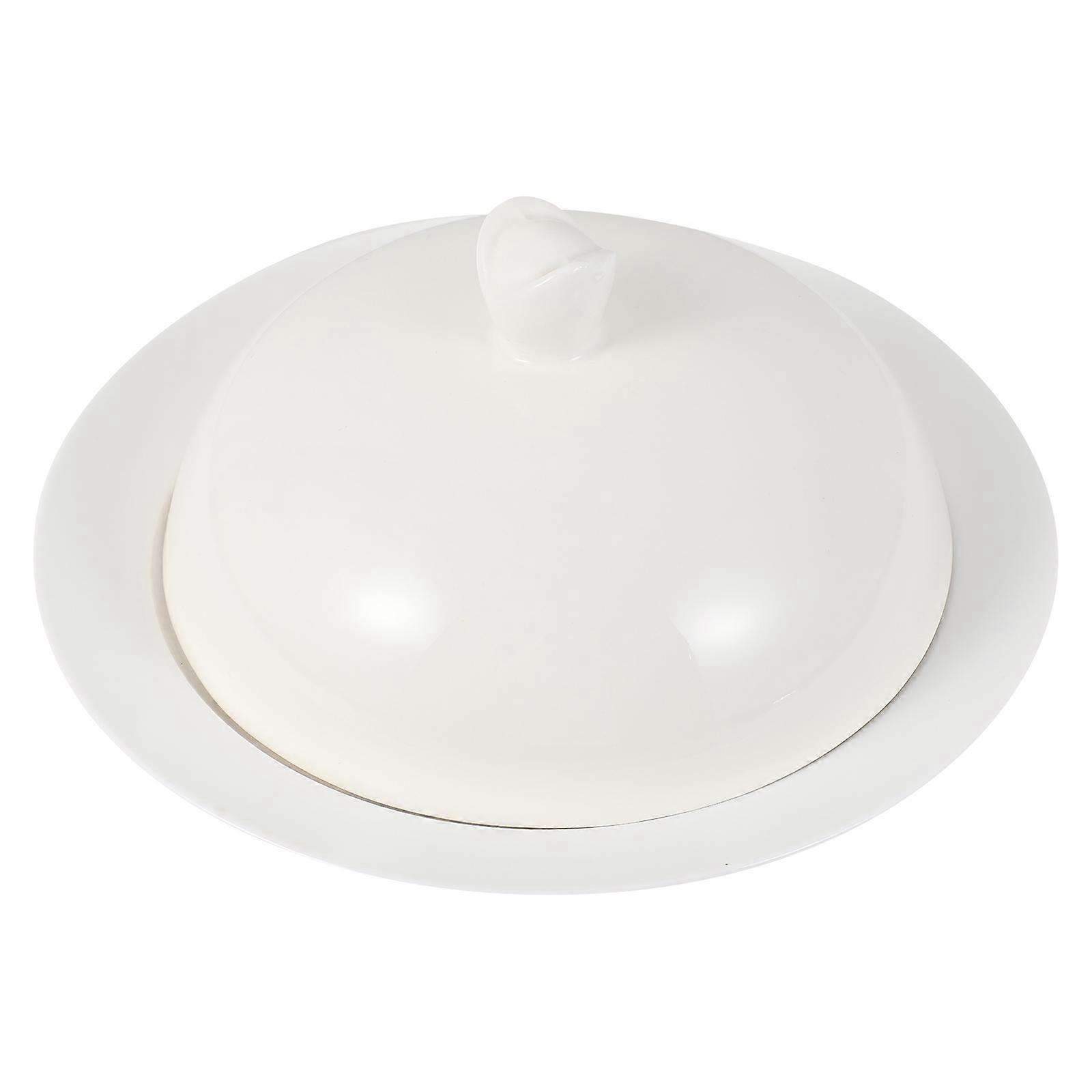 Ceramic Dessert Display Holder for Storage Use White 3Pcs with Lid
