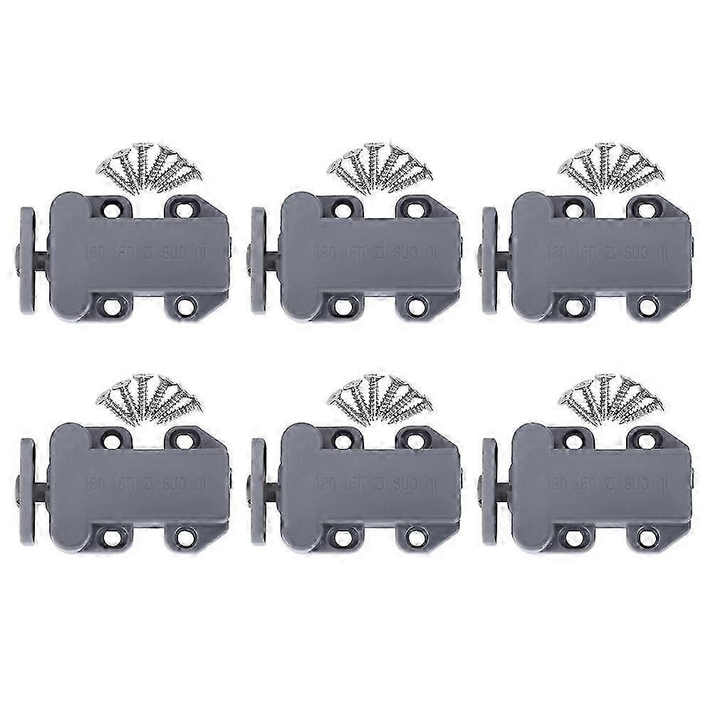 6 Sets Nylon Cabinet Drawer Rebound Self Locking Door Latches Furniture Hardware AccessoriesGray